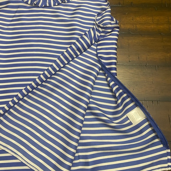 Talbots Women Top Size XL Blue White Stripe Sleeveless Ruffle Collar Side Zip - Picture 6 of 11